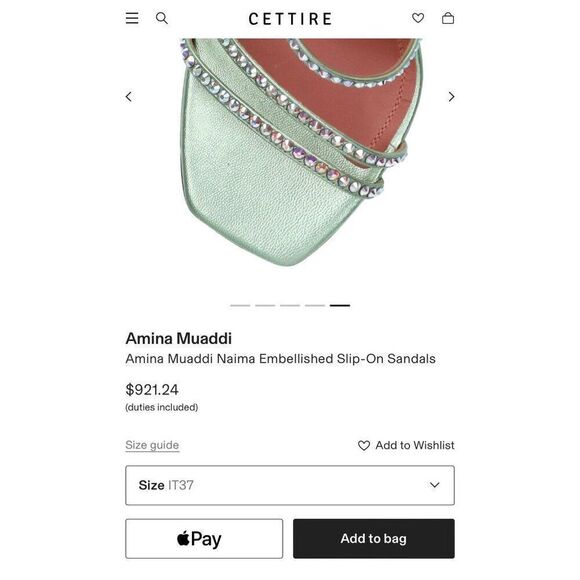 NEW AMINA MUADDI Naima Mint Green Crystal Embellished Fluted Sandals Siz… - Picture 15 of 15